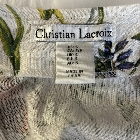 Christian Lacroix Mini  Wrap Dress Floral Butterfly Garden Linen Blend Small - Picture 7 of 8